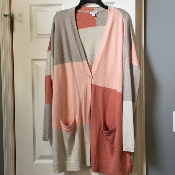 J Jill Pure Jill Color Block Cardigan Size M petite - Picture 2 of 5